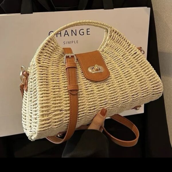 Hand-knitted Straw Vacation Bag