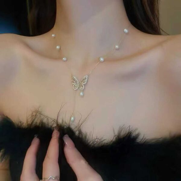 Butterfly Fairy Pearl Necklace - Image 3